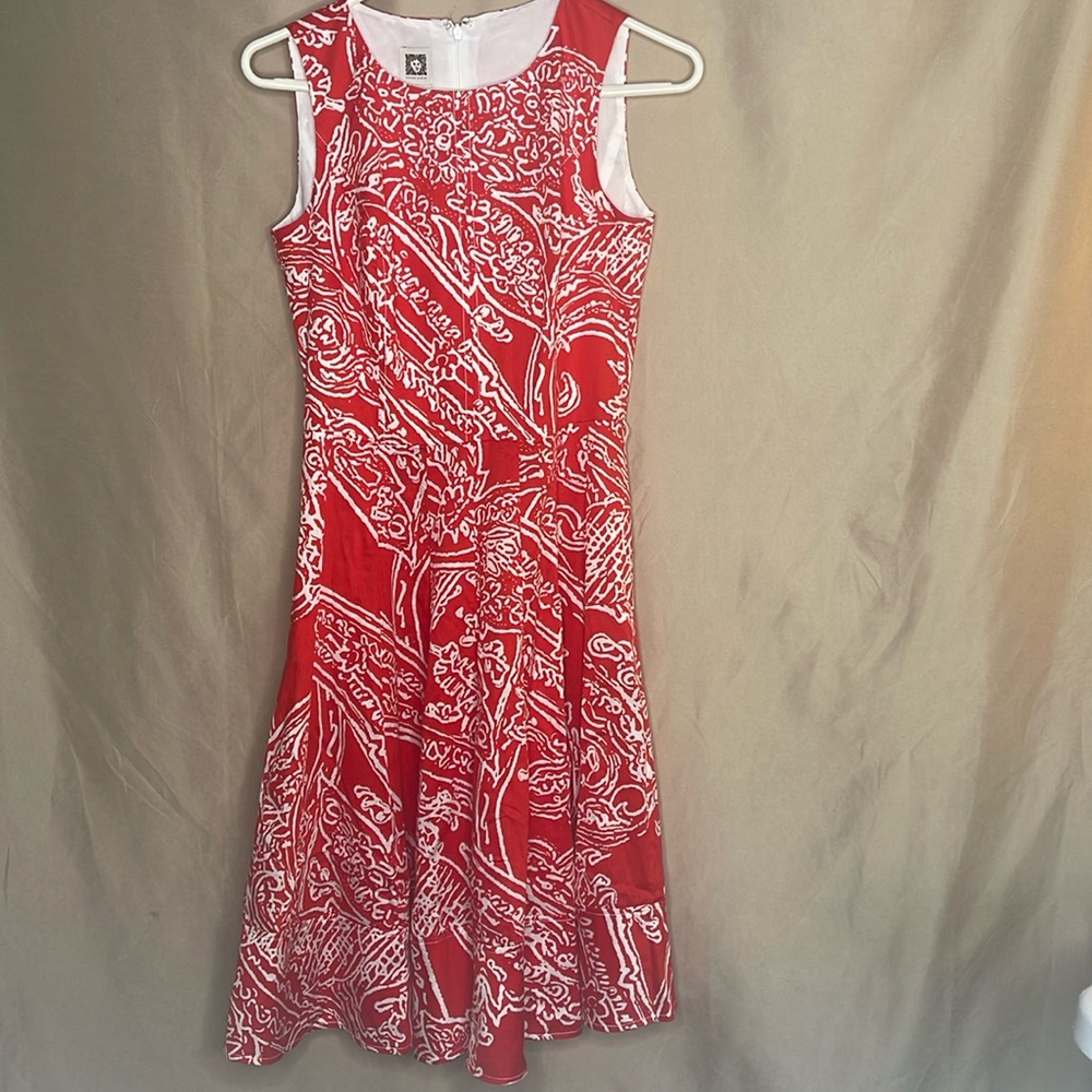 Anne Klein Women's Size 4 Midi Dress Red & White